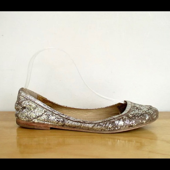 Frye Carson Metallic Gold Crackle Ballet Flat 8.5 - Picture 7 of 9